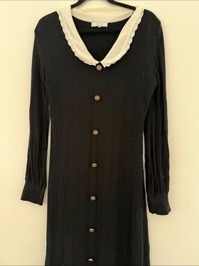 RIHOAS Black Dress with White Collar